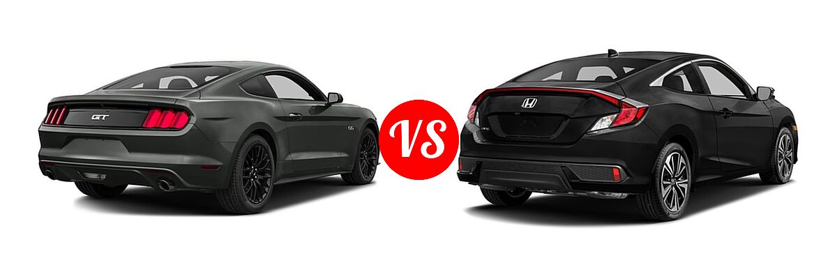 2016 Ford Mustang Coupe GT / GT Premium vs. 2016 Honda Civic Coupe EX-T - Rear Right Comparison
