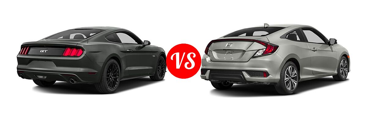 2016 Ford Mustang Coupe GT / GT Premium vs. 2016 Honda Civic Coupe EX-L - Rear Right Comparison
