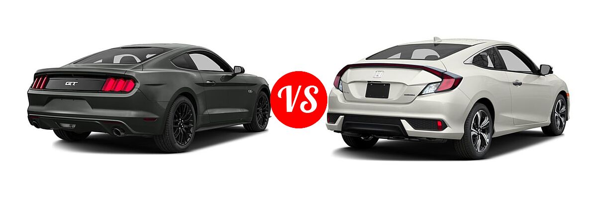 2016 Ford Mustang Coupe GT / GT Premium vs. 2016 Honda Civic Coupe Touring - Rear Right Comparison
