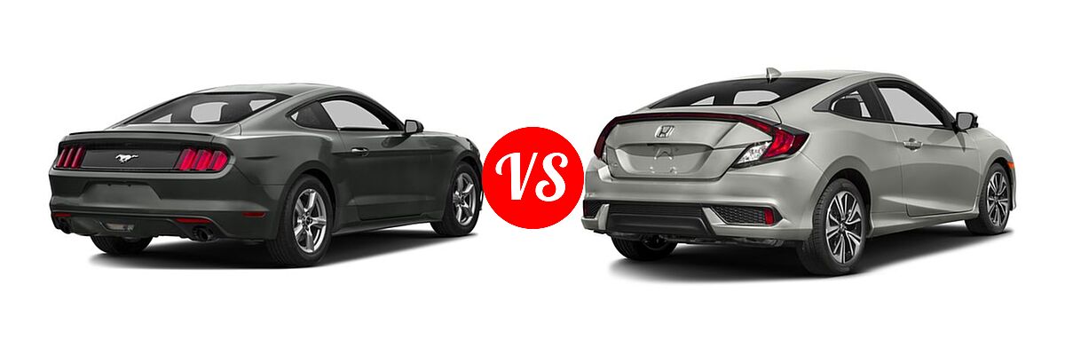 2016 Ford Mustang Coupe EcoBoost / EcoBoost Premium / V6 vs. 2016 Honda Civic Coupe EX-L - Rear Right Comparison