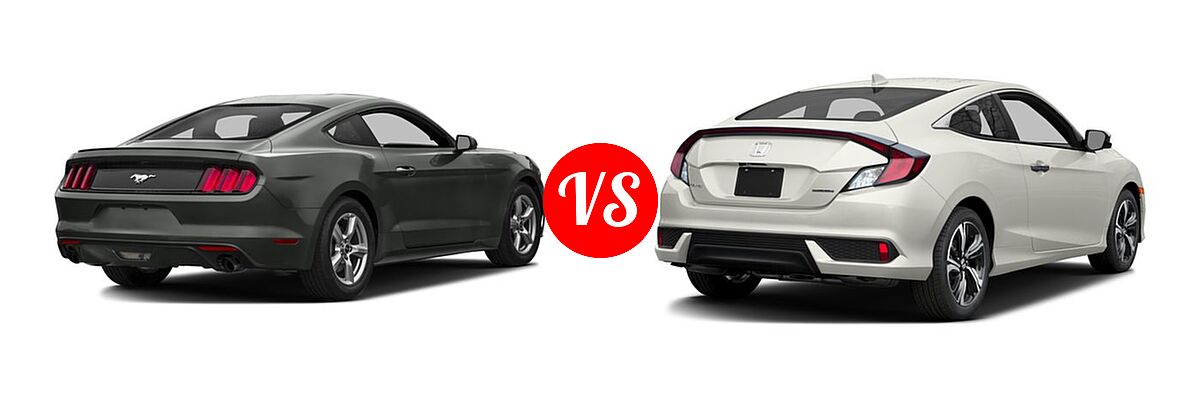 2016 Ford Mustang Coupe EcoBoost / EcoBoost Premium / V6 vs. 2016 Honda Civic Coupe Touring - Rear Right Comparison