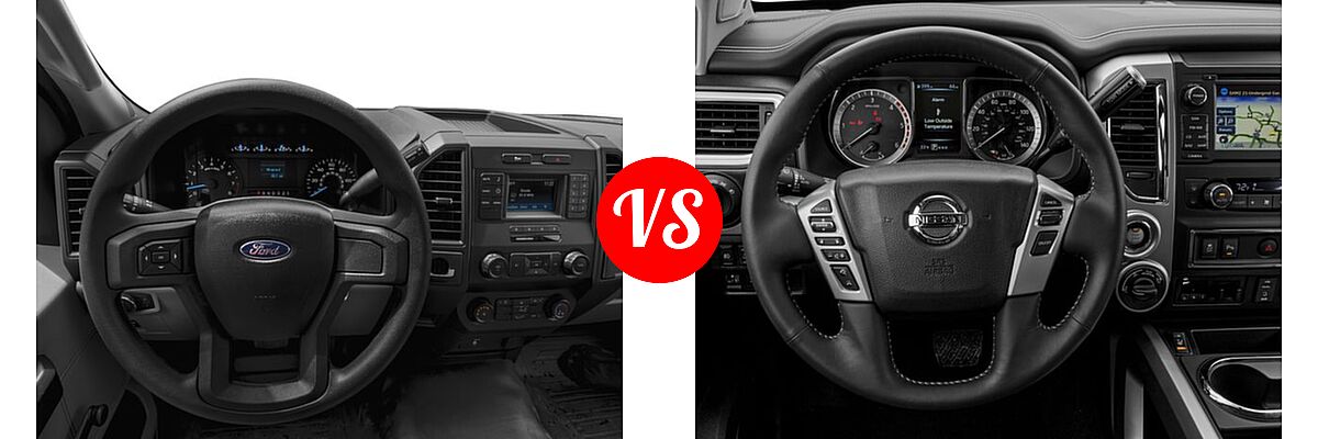 2016 Ford F-150 Pickup XL vs. 2016 Nissan Titan XD Pickup Diesel PRO-4X - Dashboard Comparison