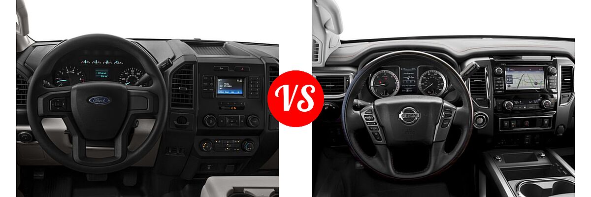 2016 Ford F-150 Pickup XL vs. 2016 Nissan Titan XD Pickup Diesel Platinum Reserve - Dashboard Comparison