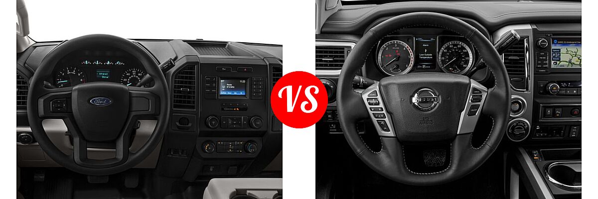 2016 Ford F-150 Pickup XL vs. 2016 Nissan Titan XD Pickup Diesel PRO-4X - Dashboard Comparison