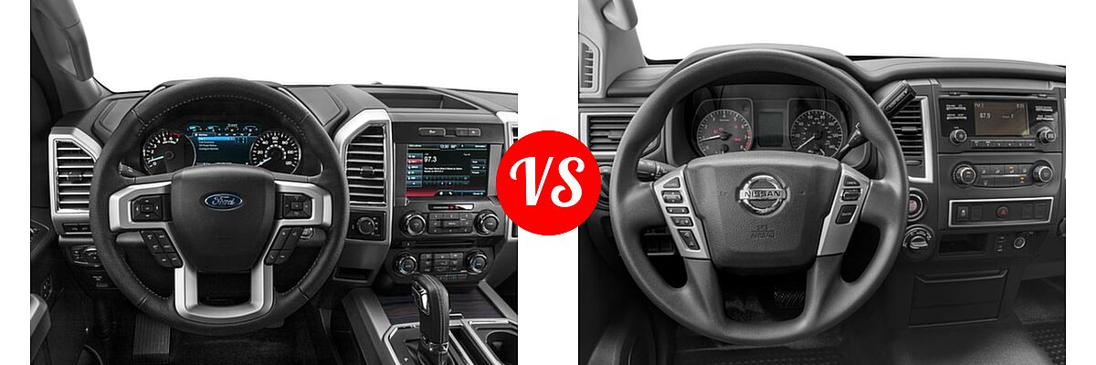 2016 Ford F-150 Pickup Lariat vs. 2016 Nissan Titan XD Pickup Diesel S - Dashboard Comparison