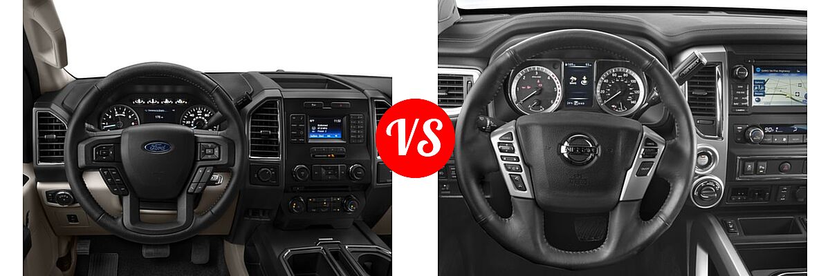 2016 Ford F-150 Pickup XLT vs. 2016 Nissan Titan XD Pickup Diesel SL - Dashboard Comparison