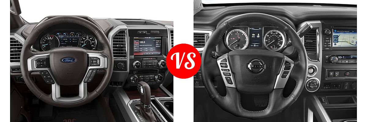 2016 Ford F-150 Pickup King Ranch vs. 2016 Nissan Titan XD Pickup Diesel SL - Dashboard Comparison