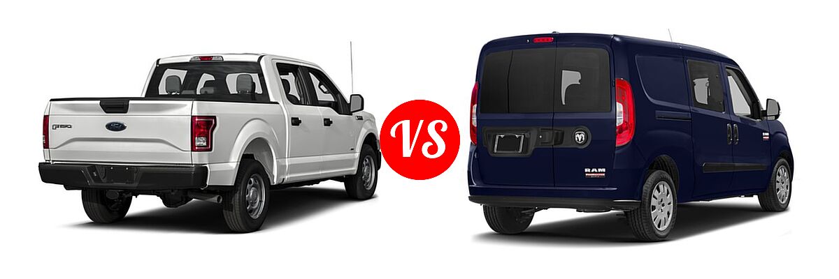2016 Ford F-150 Pickup XL vs. 2016 Ram Promaster Window Van Van SLT - Rear Right Comparison