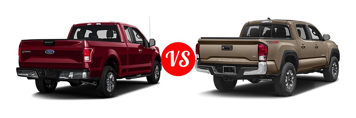 2016 Ford F-150 Pickup XLT vs. 2016 Toyota Tacoma Pickup TRD Off Road - Rear Right Comparison
