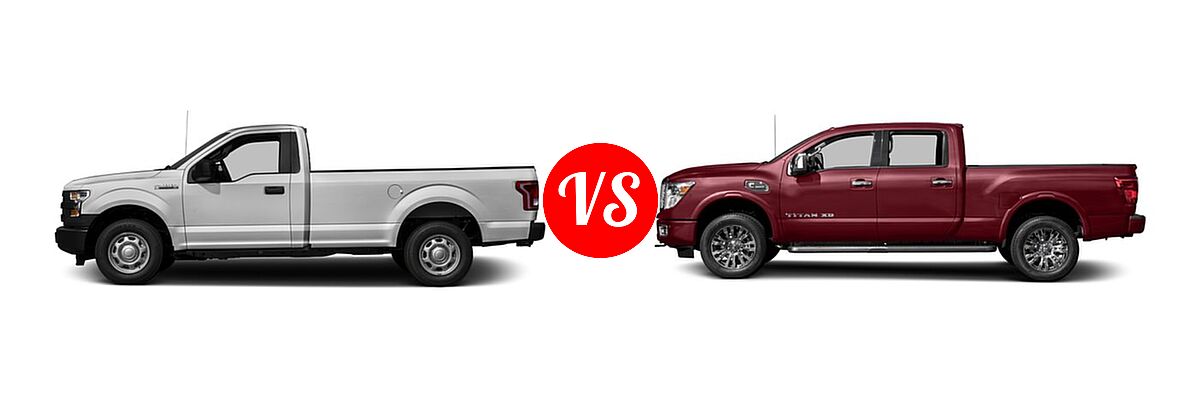 2016 Ford F-150 Pickup XL vs. 2016 Nissan Titan XD Pickup Diesel Platinum Reserve - Side Comparison