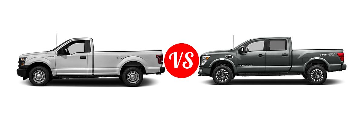 2016 Ford F-150 Pickup XL vs. 2016 Nissan Titan XD Pickup Diesel PRO-4X - Side Comparison