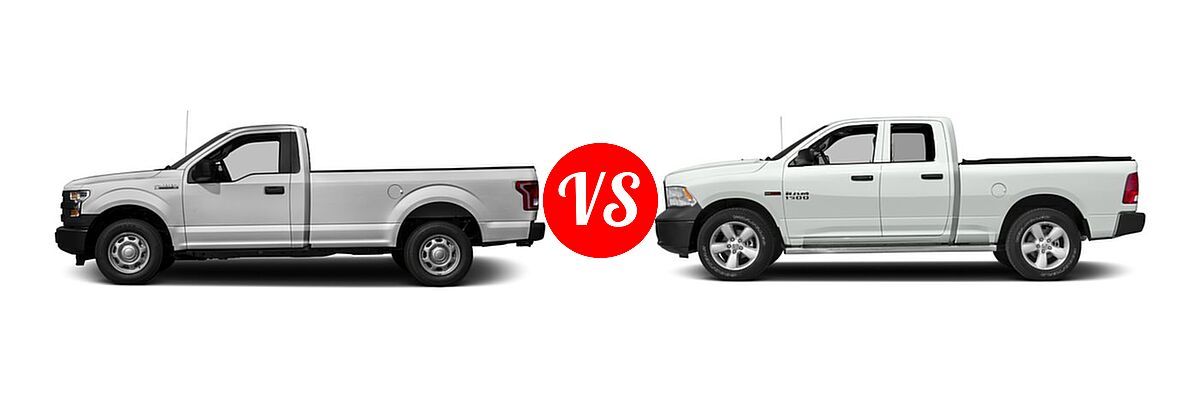 2016 Ford F-150 Pickup XL vs. 2016 Ram 1500 Pickup Diesel HFE Tradesman - Side Comparison