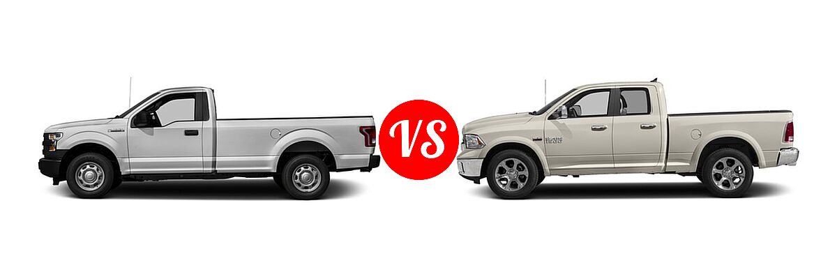 2016 Ford F-150 Pickup XL vs. 2016 Ram 1500 Pickup Laramie - Side Comparison