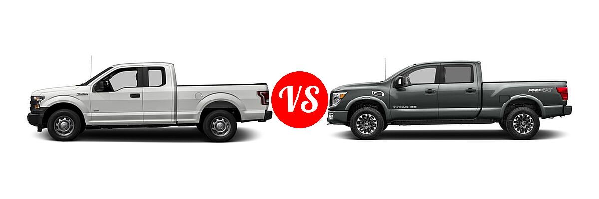 2016 Ford F-150 Pickup XL vs. 2016 Nissan Titan XD Pickup Diesel PRO-4X - Side Comparison