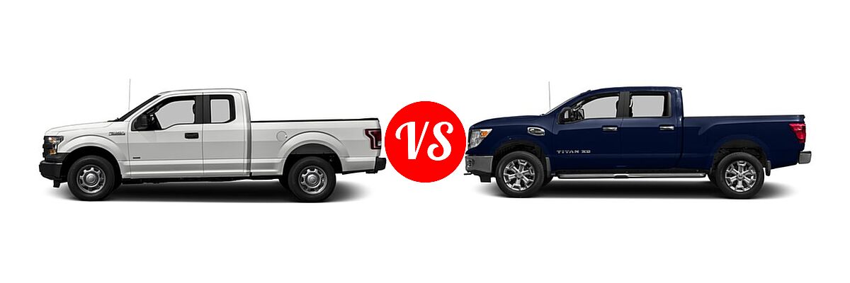 2016 Ford F-150 Pickup XL vs. 2016 Nissan Titan XD Pickup Diesel SV - Side Comparison