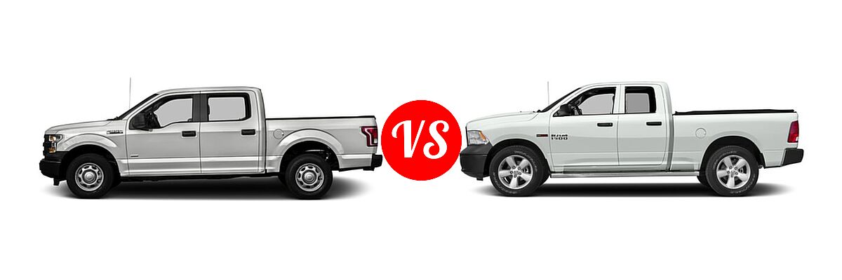 2016 Ford F-150 Pickup XL vs. 2016 Ram 1500 Pickup Diesel HFE Tradesman - Side Comparison