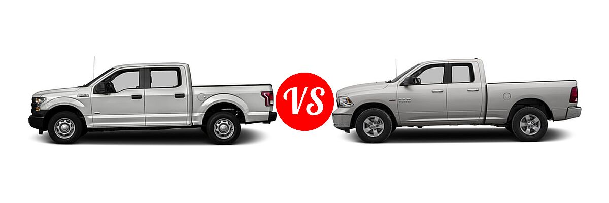 2016 Ford F-150 Pickup XL vs. 2016 Ram 1500 Pickup Diesel HFE Express - Side Comparison