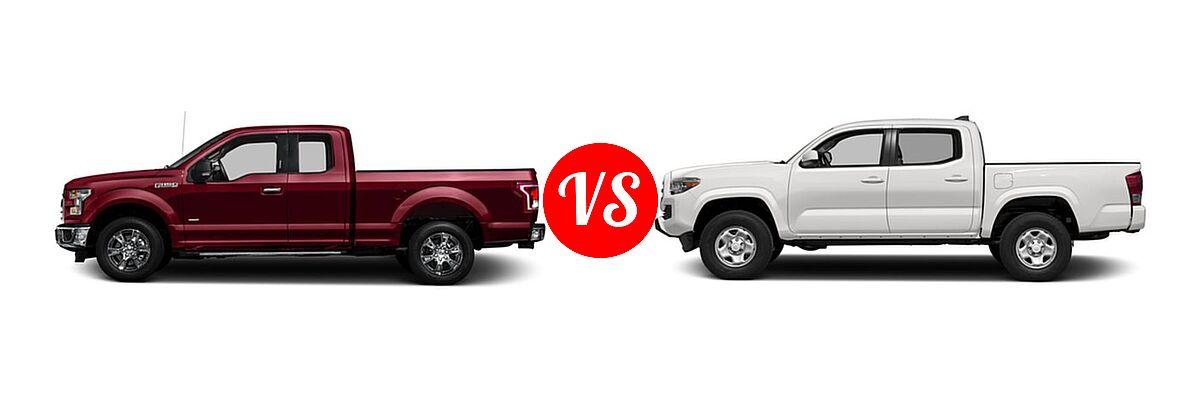 2016 Ford F-150 Pickup XLT vs. 2016 Toyota Tacoma Pickup SR - Side Comparison