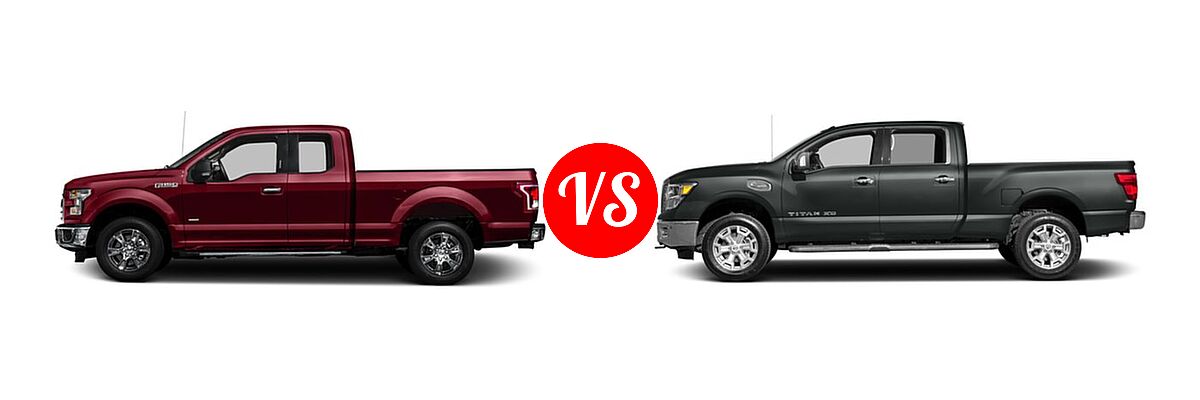 2016 Ford F-150 Pickup XLT vs. 2016 Nissan Titan XD Pickup Diesel SL - Side Comparison