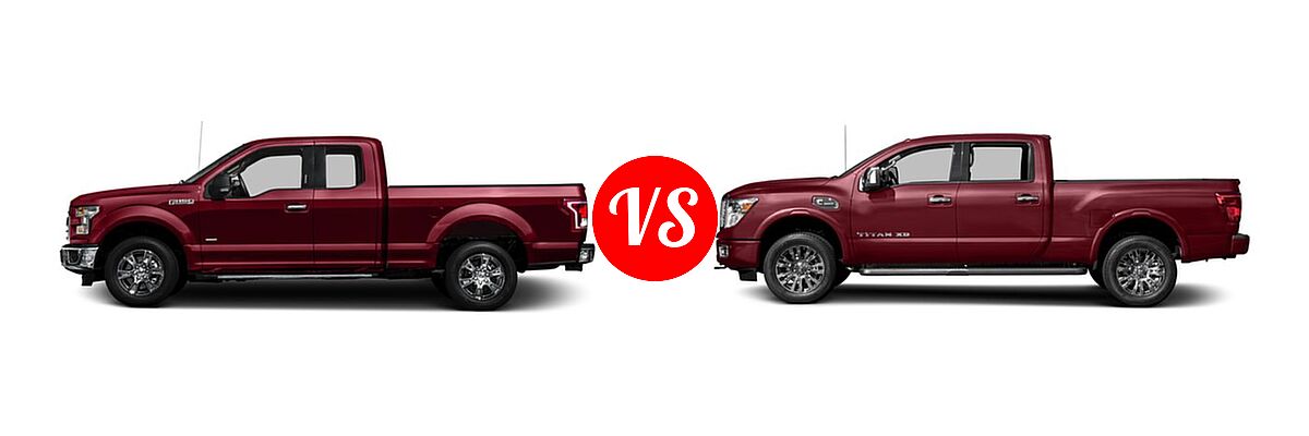 2016 Ford F-150 Pickup XLT vs. 2016 Nissan Titan XD Pickup Diesel Platinum Reserve - Side Comparison