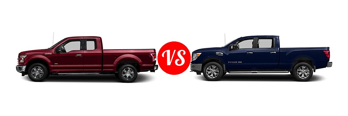 2016 Ford F-150 Pickup XLT vs. 2016 Nissan Titan XD Pickup Diesel SV - Side Comparison