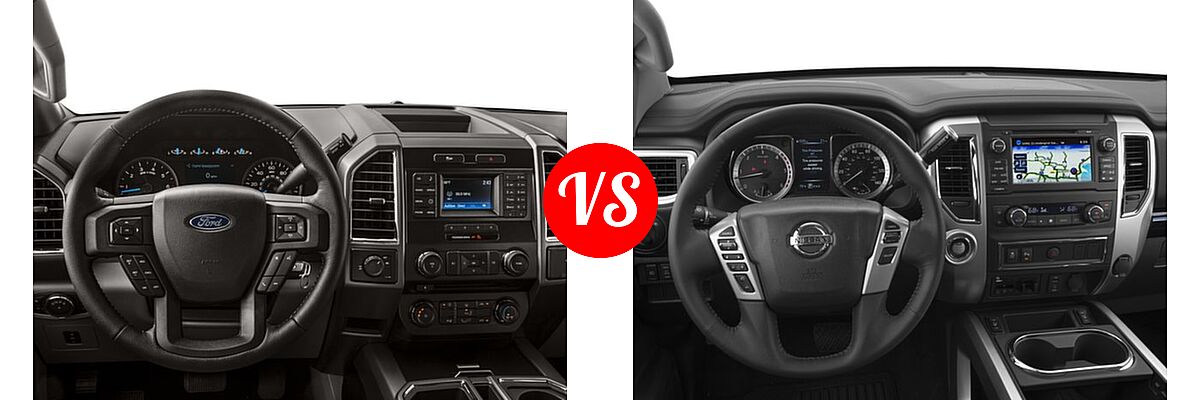 2016 Ford F-150 Pickup XLT vs. 2016 Nissan Titan XD Pickup Diesel SV - Dashboard Comparison