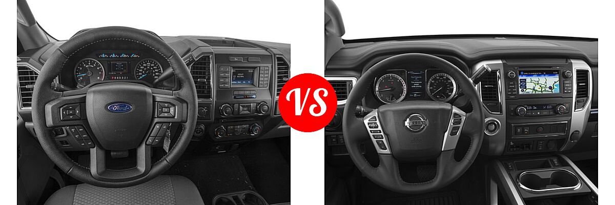 2016 Ford F-150 Pickup XLT vs. 2016 Nissan Titan XD Pickup Diesel SV - Dashboard Comparison