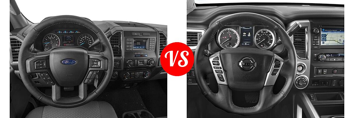 2016 Ford F-150 Pickup XLT vs. 2016 Nissan Titan XD Pickup Diesel SL - Dashboard Comparison