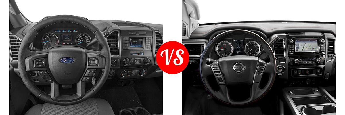 2016 Ford F-150 Pickup XLT vs. 2016 Nissan Titan XD Pickup Diesel Platinum Reserve - Dashboard Comparison