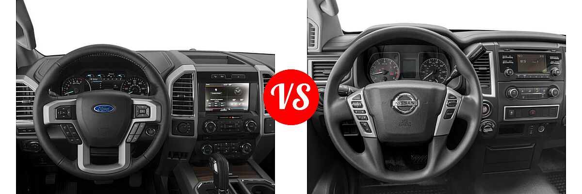 2016 Ford F-150 Pickup Lariat vs. 2016 Nissan Titan XD Pickup Diesel S - Dashboard Comparison