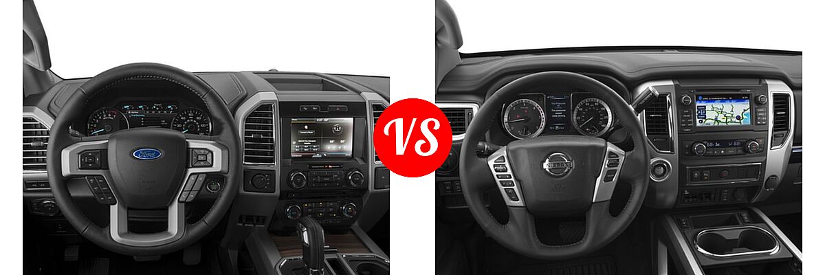 2016 Ford F-150 Pickup Lariat vs. 2016 Nissan Titan XD Pickup Diesel SV - Dashboard Comparison