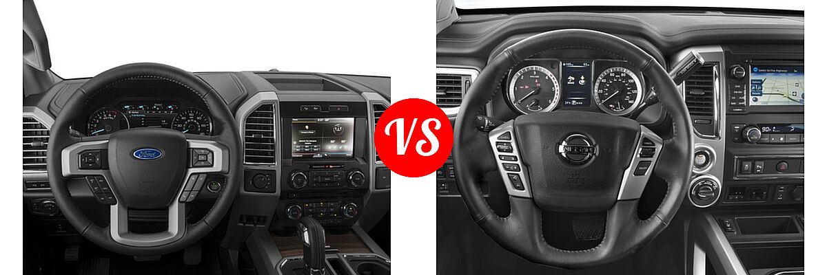 2016 Ford F-150 Pickup Lariat vs. 2016 Nissan Titan XD Pickup Diesel SL - Dashboard Comparison