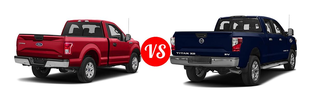 2016 Ford F-150 Pickup XLT vs. 2016 Nissan Titan XD Pickup Diesel SV - Rear Right Comparison