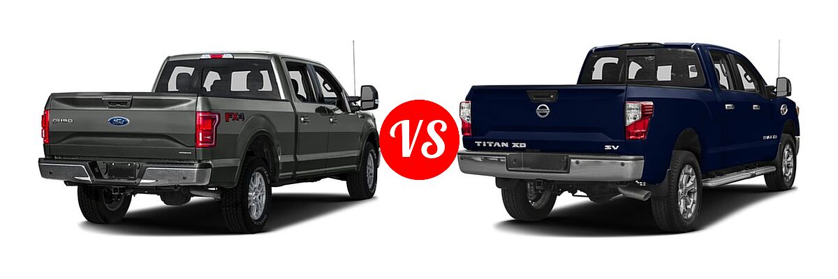 2016 Ford F-150 Pickup Lariat vs. 2016 Nissan Titan XD Pickup Diesel SV - Rear Right Comparison