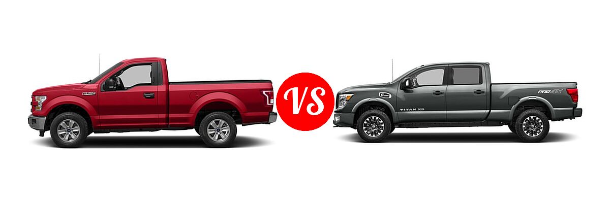 2016 Ford F-150 Pickup XLT vs. 2016 Nissan Titan XD Pickup Diesel PRO-4X - Side Comparison