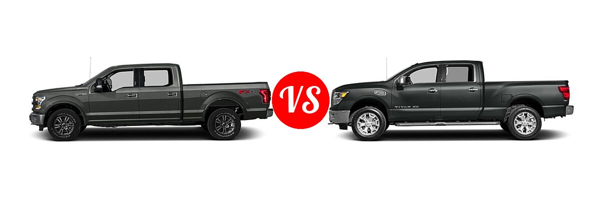 2016 Ford F-150 Pickup Lariat vs. 2016 Nissan Titan XD Pickup Diesel SL - Side Comparison