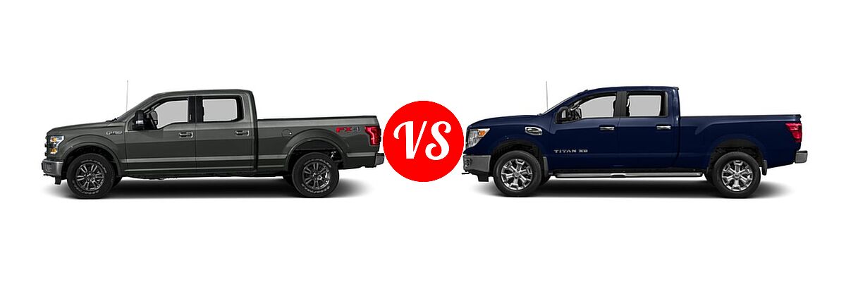 2016 Ford F-150 Pickup Lariat vs. 2016 Nissan Titan XD Pickup Diesel SV - Side Comparison