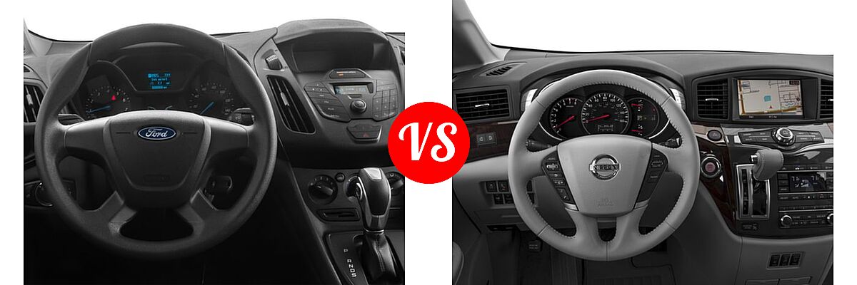2016 Ford Transit Connect Minivan XL / XLT vs. 2016 Nissan Quest Minivan Platinum / SL - Dashboard Comparison