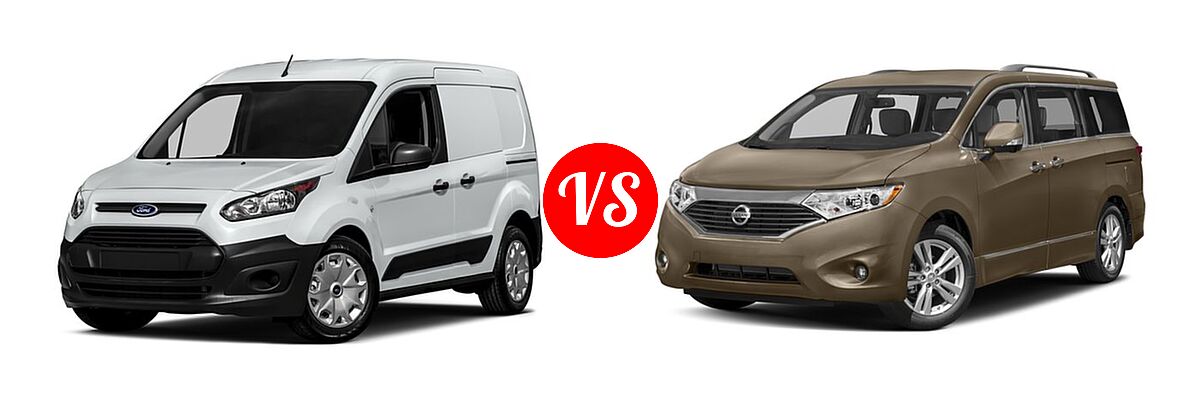 2016 Ford Transit Connect Minivan XL / XLT vs. 2016 Nissan Quest Minivan Platinum / SL - Front Left Comparison