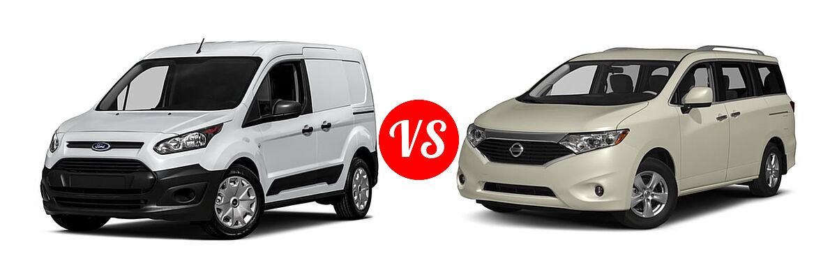 2016 Ford Transit Connect Minivan XL / XLT vs. 2016 Nissan Quest Minivan S / SV - Front Left Comparison