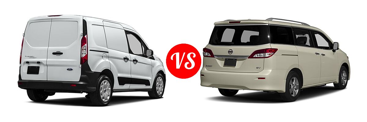 2016 Ford Transit Connect Minivan XL / XLT vs. 2016 Nissan Quest Minivan S / SV - Rear Right Comparison