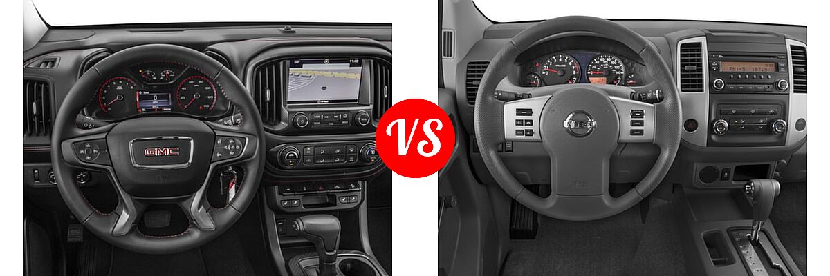 2016 GMC Canyon Pickup 2WD SLE / 2WD SLT vs. 2016 Nissan Frontier Pickup S - Dashboard Comparison