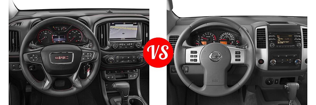 2016 GMC Canyon Pickup 2WD SLE / 2WD SLT vs. 2016 Nissan Frontier Pickup SV - Dashboard Comparison