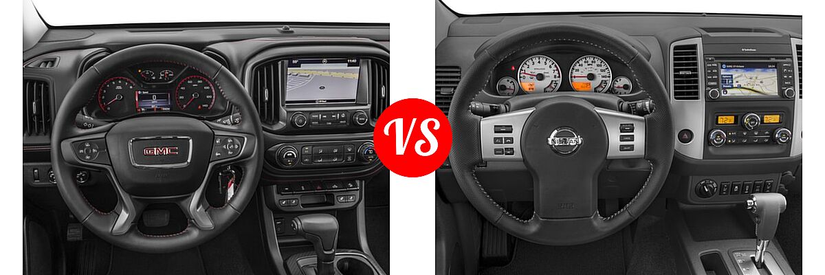 2016 GMC Canyon Pickup 2WD SLE / 2WD SLT vs. 2016 Nissan Frontier Pickup PRO-4X - Dashboard Comparison