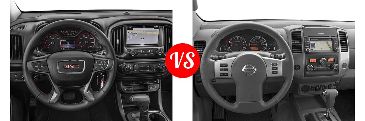2016 GMC Canyon Pickup 2WD SLE / 2WD SLT vs. 2016 Nissan Frontier Pickup SL - Dashboard Comparison