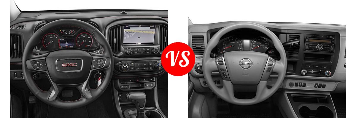 2016 GMC Canyon Pickup 2WD SLE / 2WD SLT vs. 2016 Nissan NV Cargo Van S / SV - Dashboard Comparison
