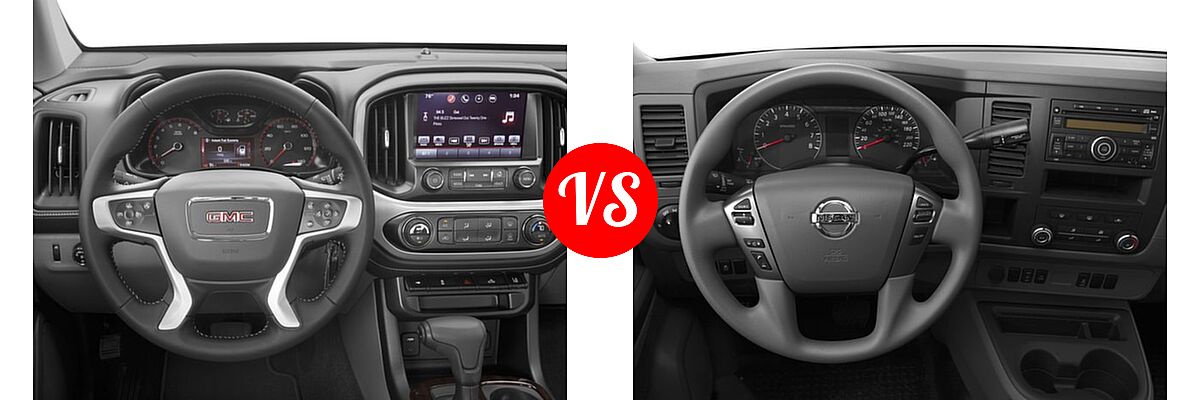 2016 GMC Canyon Pickup 2WD SLE vs. 2016 Nissan NV Cargo Van S / SL / SV - Dashboard Comparison