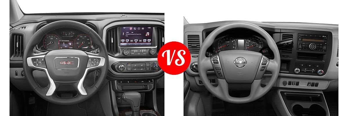 2016 GMC Canyon Pickup 2WD SLE vs. 2016 Nissan NV Cargo Van S / SL / SV - Dashboard Comparison