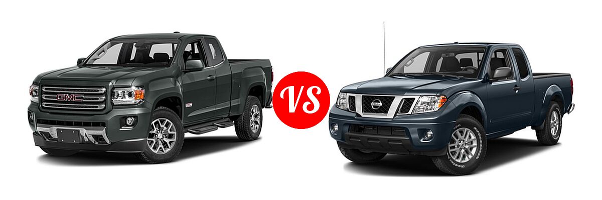 2016 GMC Canyon Pickup 2WD SLE / 2WD SLT vs. 2016 Nissan Frontier Pickup SV - Front Left Comparison