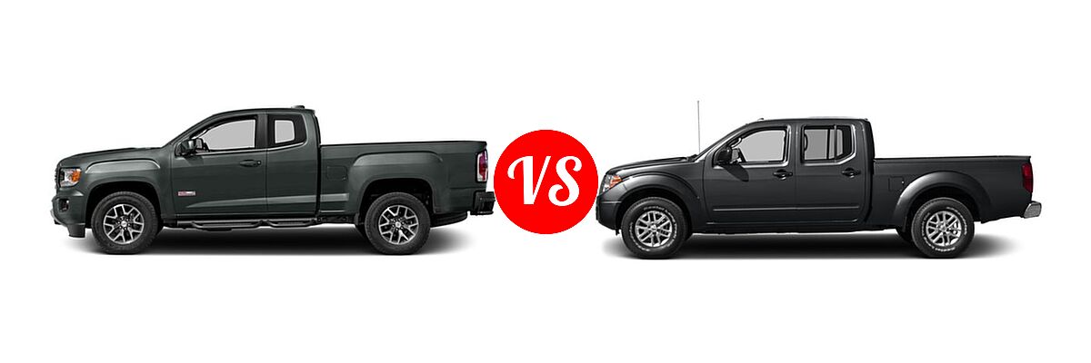 2016 GMC Canyon Pickup 2WD SLE / 2WD SLT vs. 2016 Nissan Frontier Pickup SV - Side Comparison
